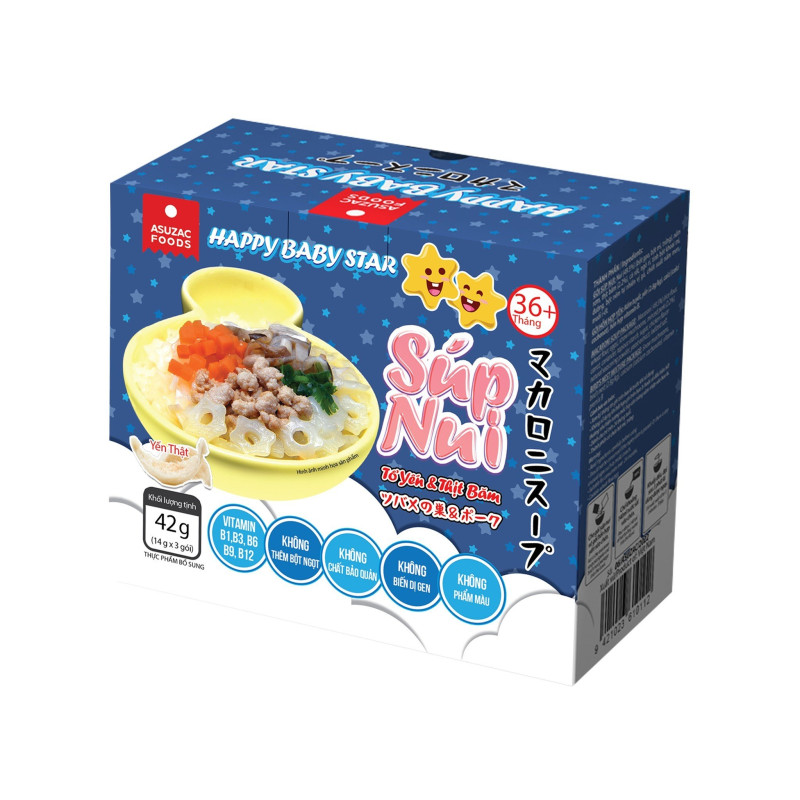 Súp nui tổ yến thịt băm Asuzac hộp 42g (14g x 3 gói)