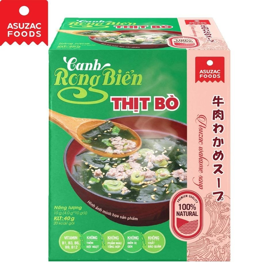 Canh Rong Biển Thịt Bò Asuzac hộp 40 g (4 g x 10 gói)