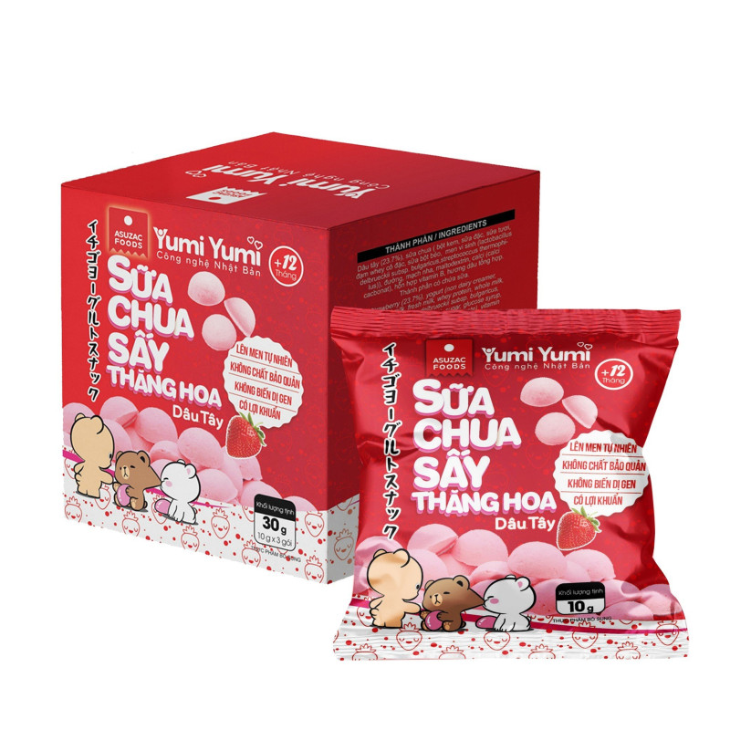 Sữa chua sấy thăng hoa Yumi Yumi vị dâu hộp 30 g (10 g x 3 gói)