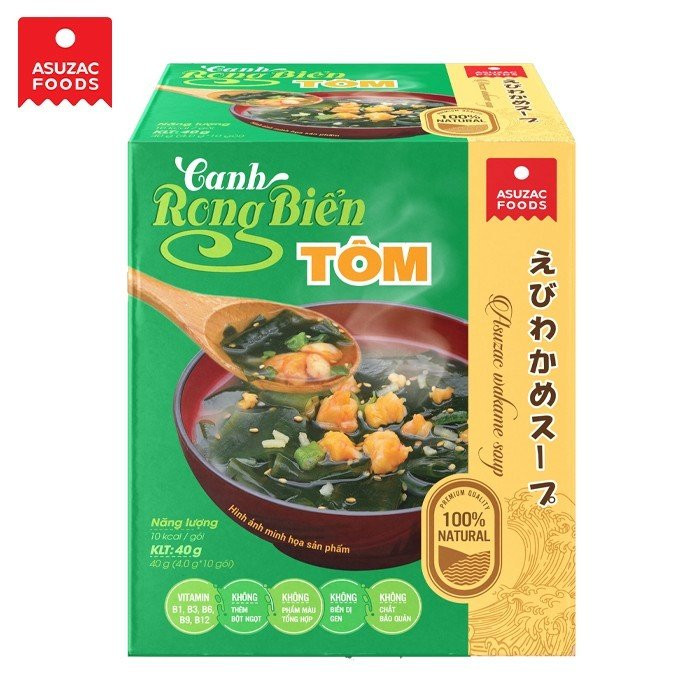 Canh Rong Biển Tôm Asuzac hộp 40 g (4 g x 10 gói)